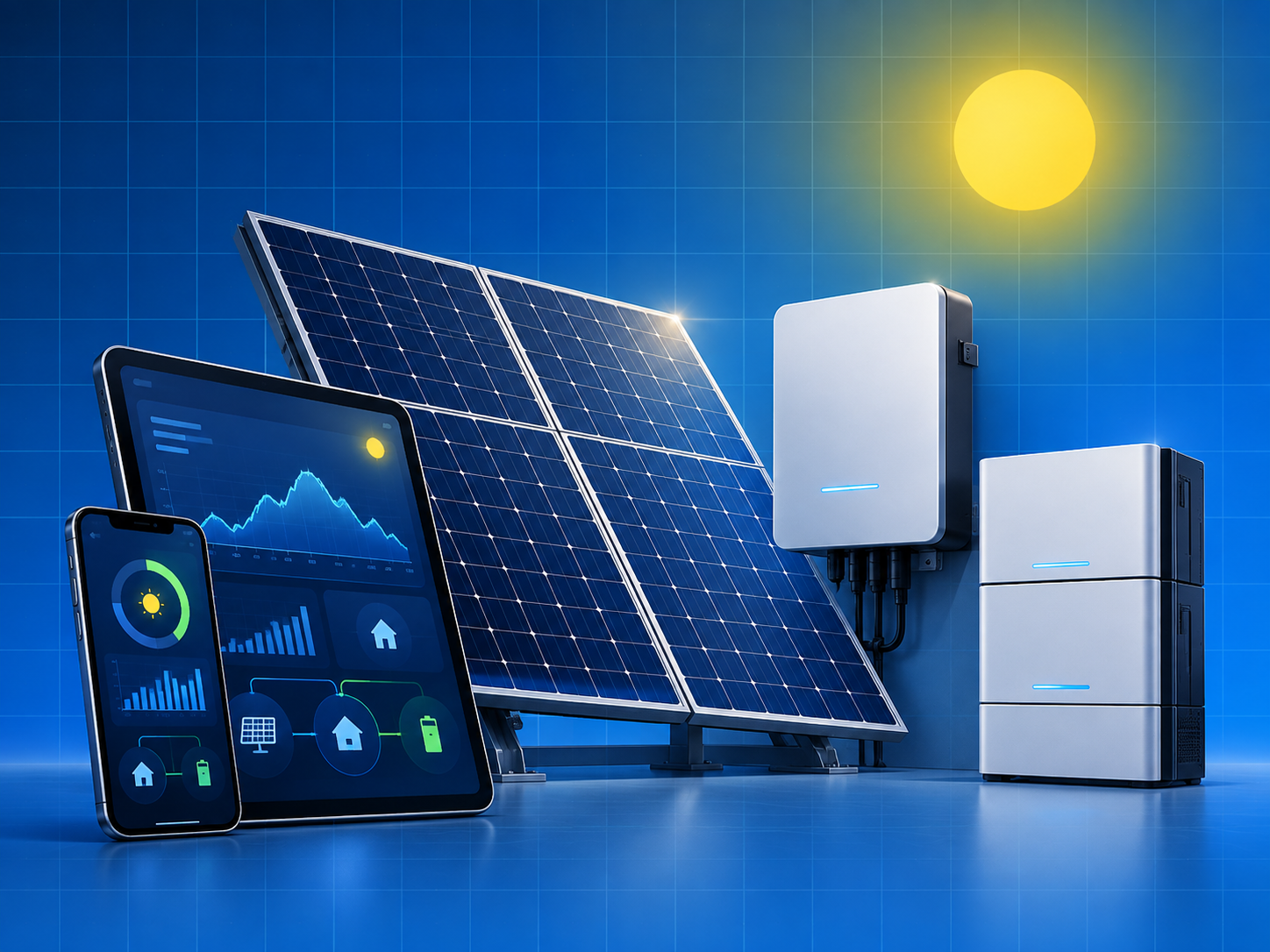 Projetos de energia solar: painéis fotovoltaicos, baterias e inversor