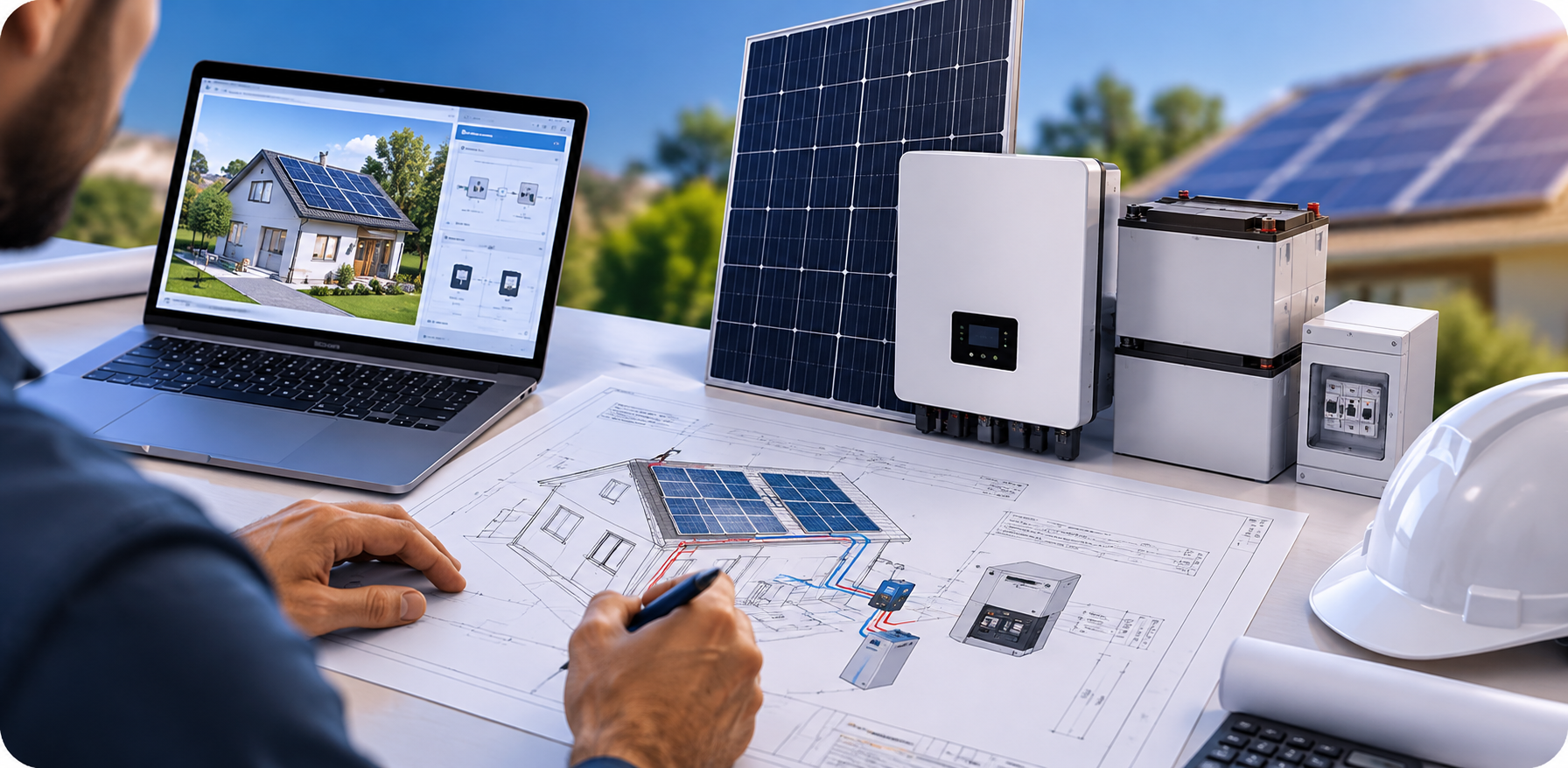 Projeto de energia solar com diferentes configurações de sistema